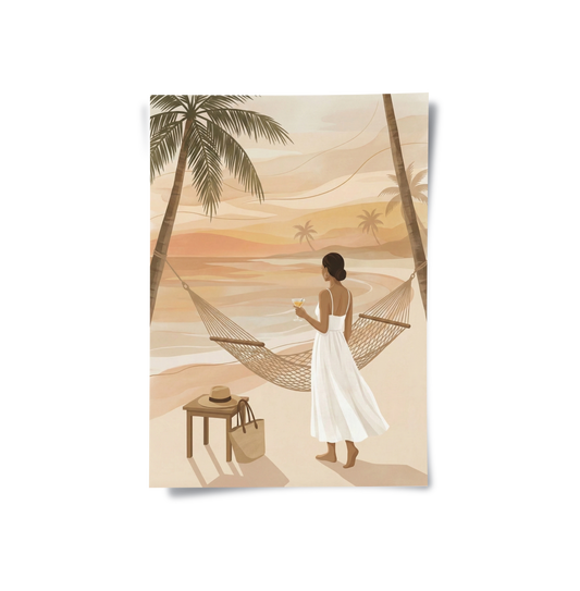 Sunset Beach Hammock - Poster