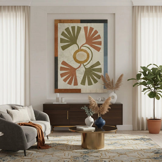 Symmetrical Botanical Radiance Organic Shapes - Canvas