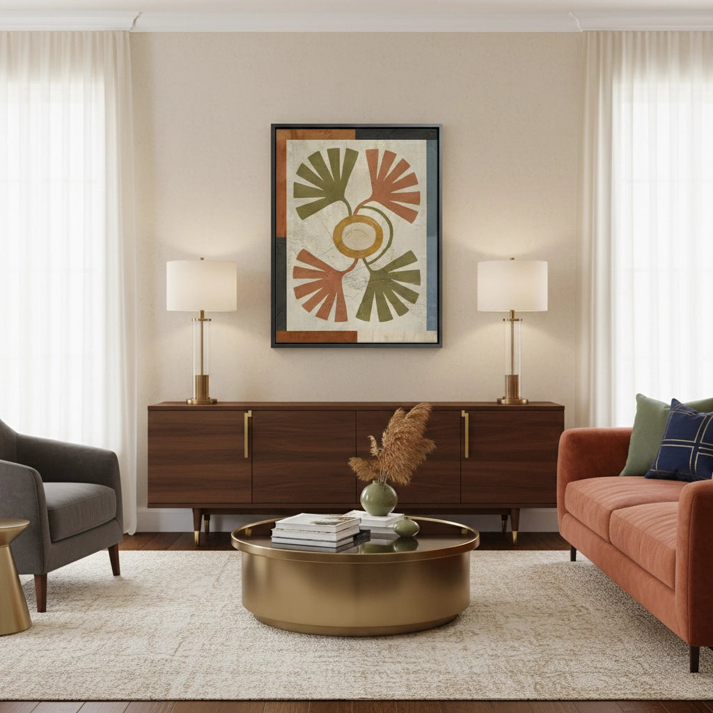Symmetrical Botanical Radiance Organic Shapes - Canvas