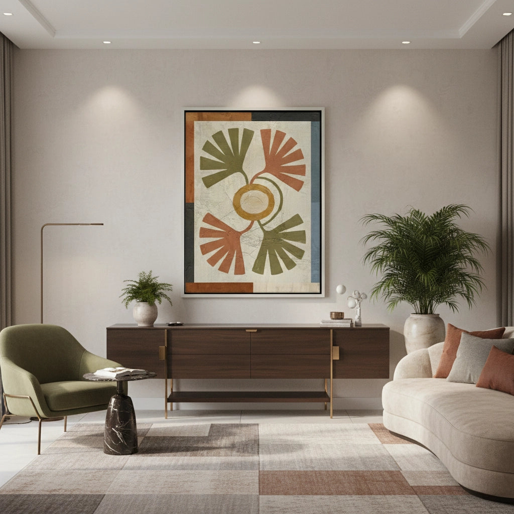 Symmetrical Botanical Radiance Organic Shapes - Canvas