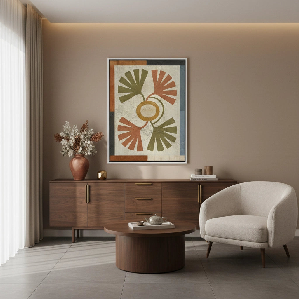 Symmetrical Botanical Radiance Organic Shapes - Canvas