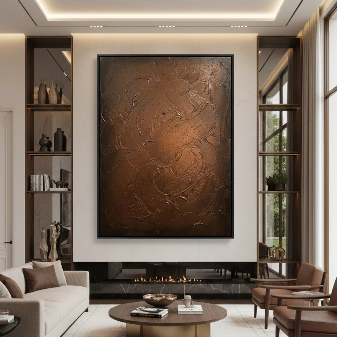 2Tactile Copper Abstract Painting #TCAB330