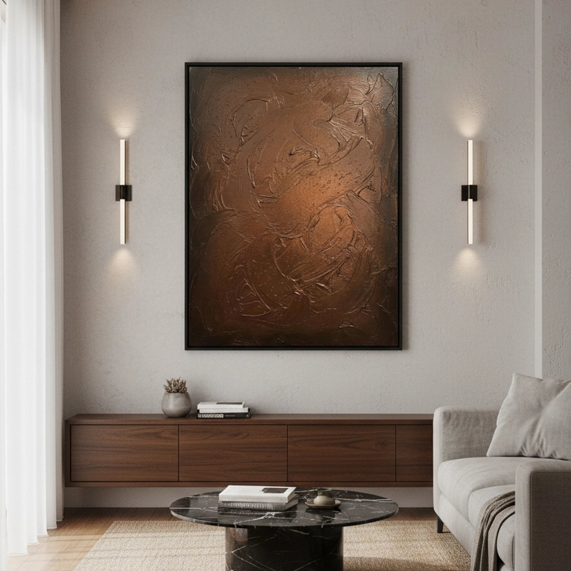 2Tactile Copper Abstract Painting #TCAB330