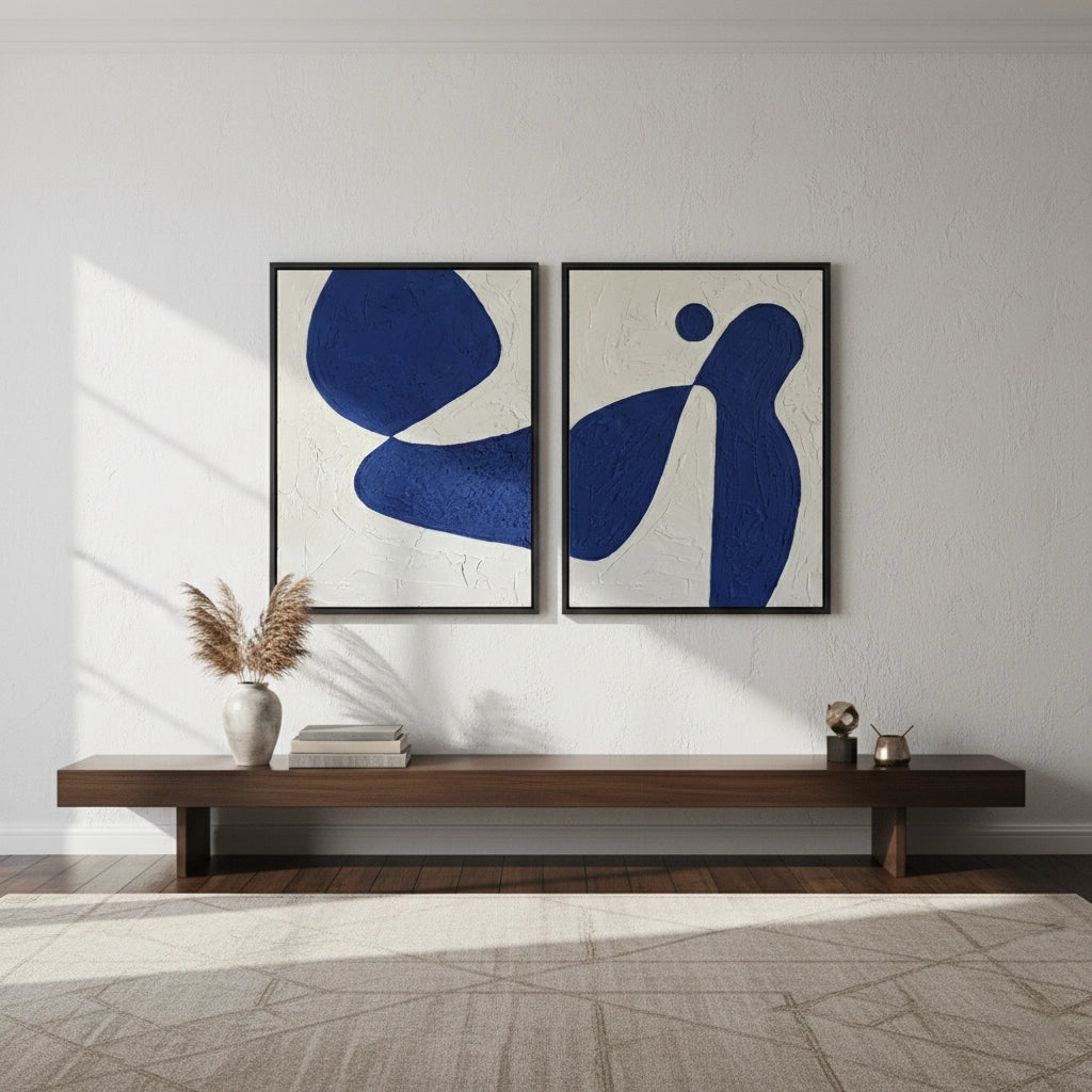 2Tactile Indigo Shape Painting Set of 2 #TISS440