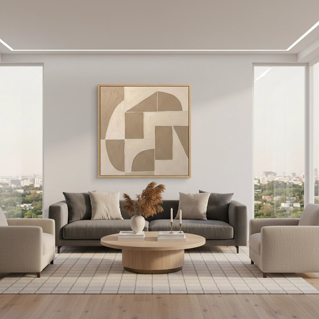 2Taupe Geometric Painting #MTGE110