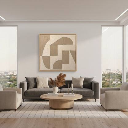 Taupe Geometric Painting #MTGE110