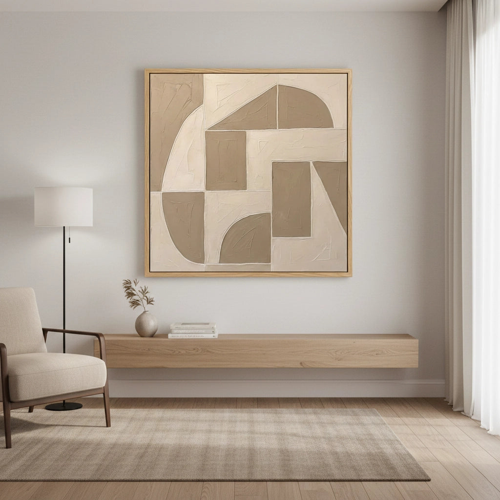 2Taupe Geometric Painting #MTGE110