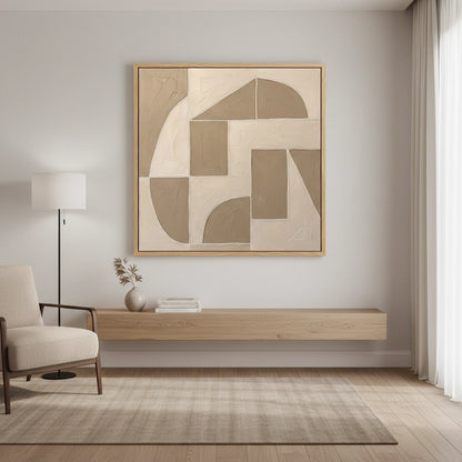 Taupe Geometric Painting #MTGE110
