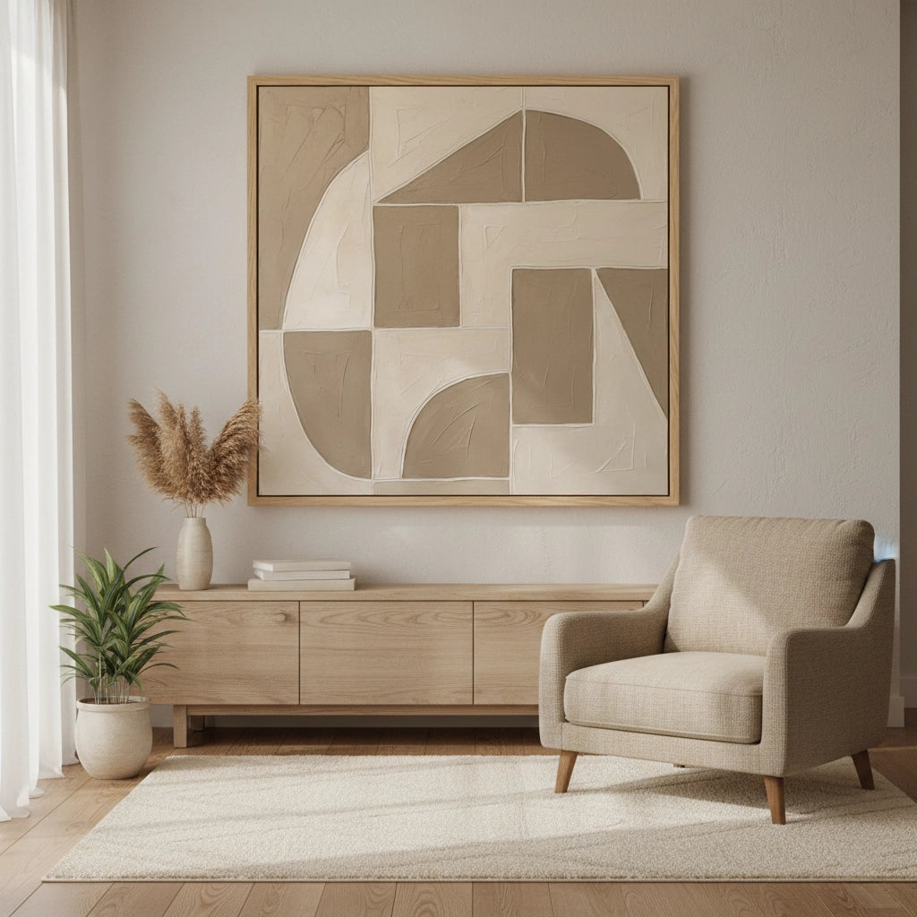 2Taupe Geometric Painting #MTGE110