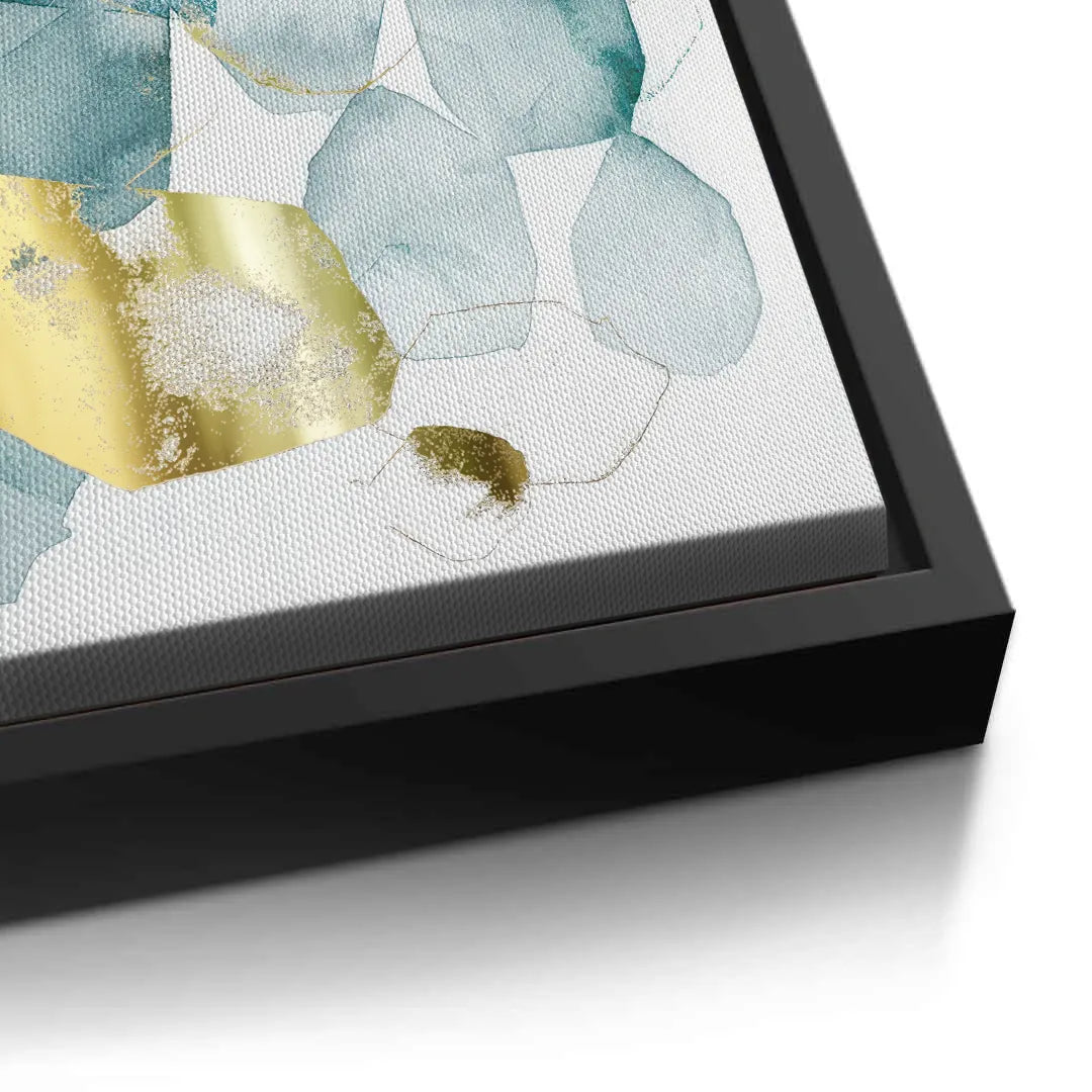 Teal Gold Abstract - Canvas - Jasmineart.ae