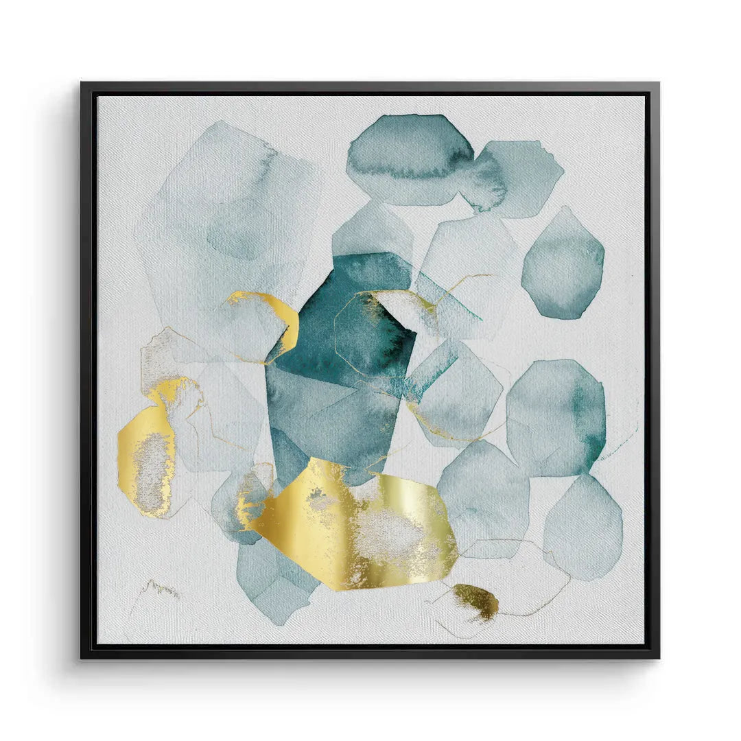 Teal Gold Abstract - Canvas - Jasmineart.ae