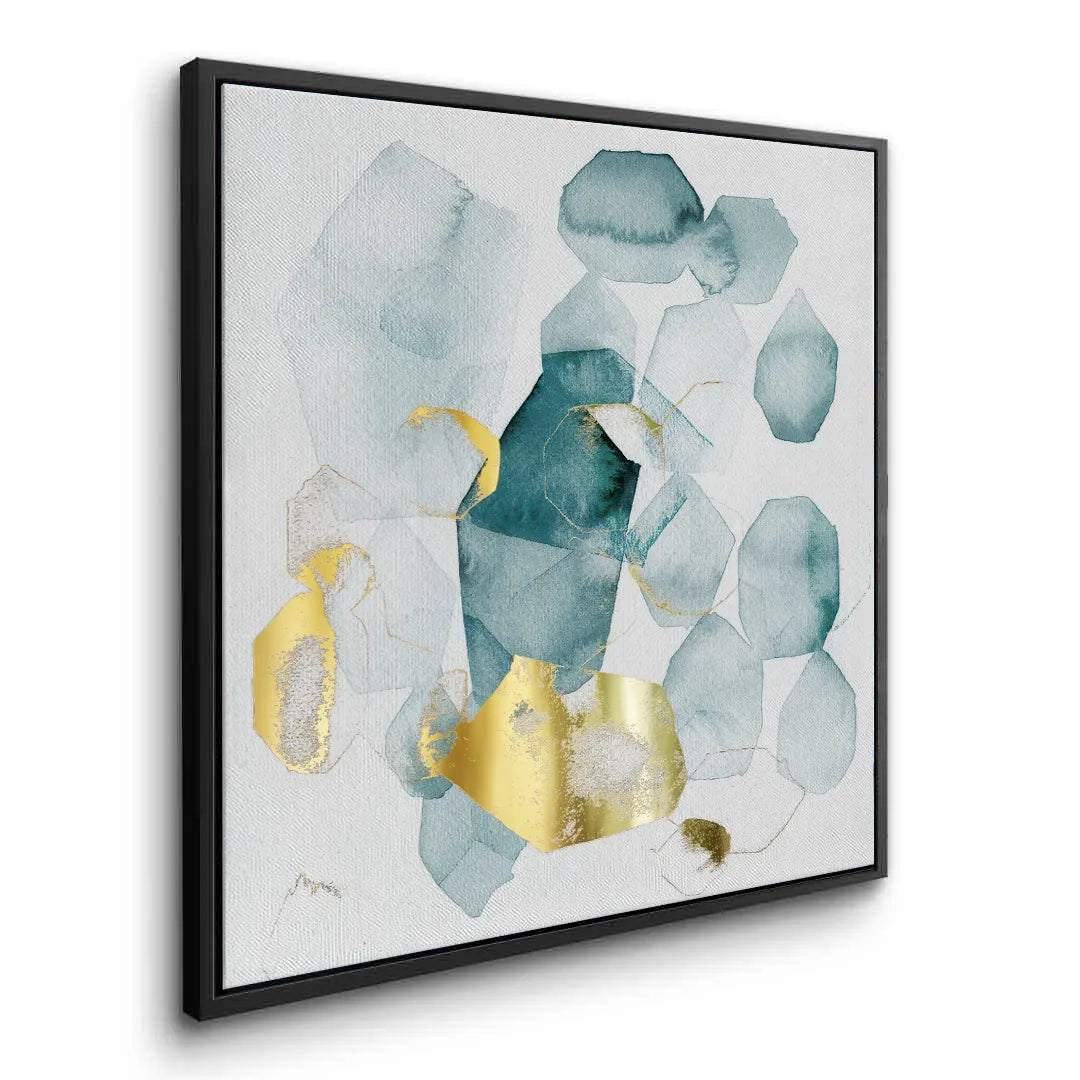 Teal Gold Abstract - Canvas - Jasmineart.ae