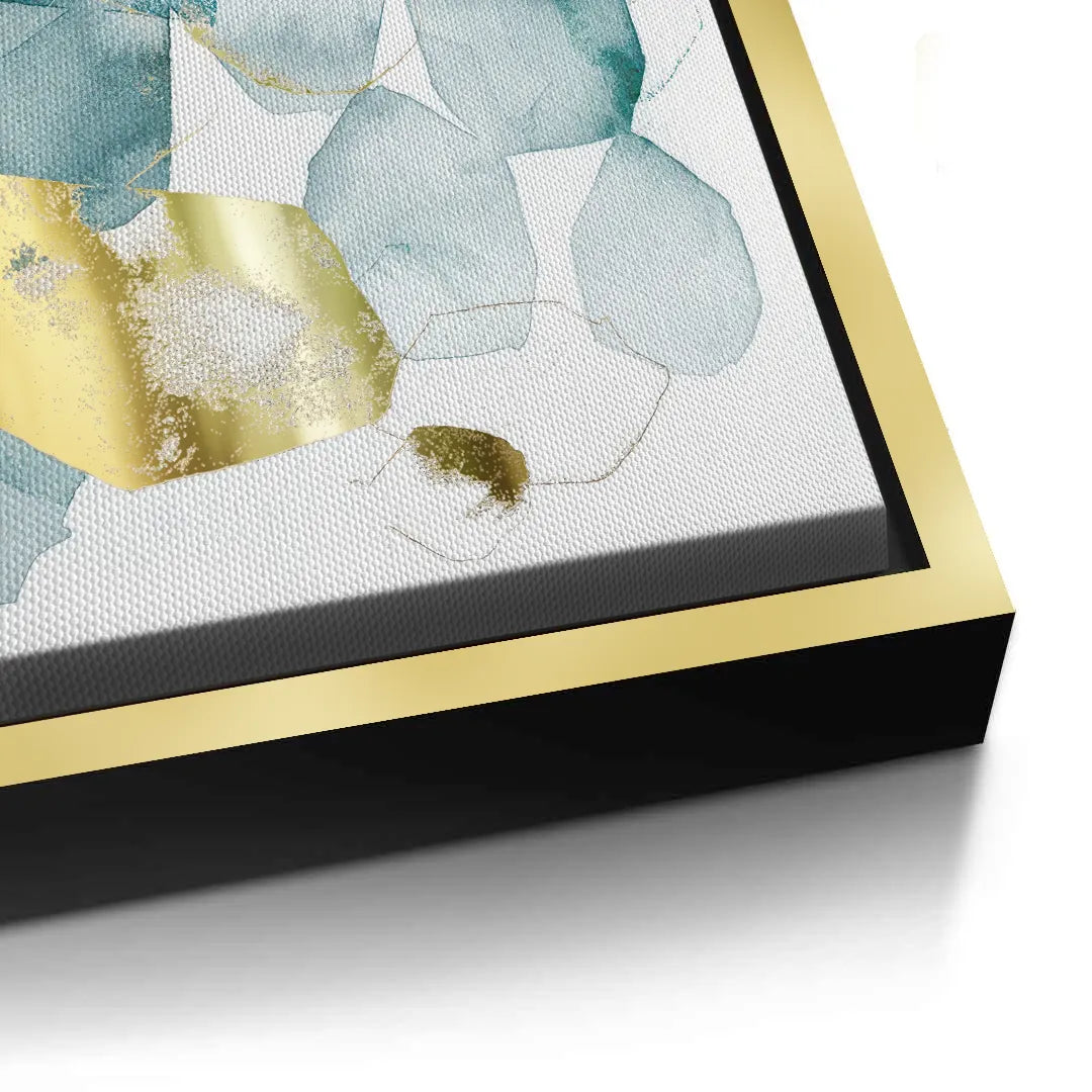 Teal Gold Abstract - Canvas - Jasmineart.ae