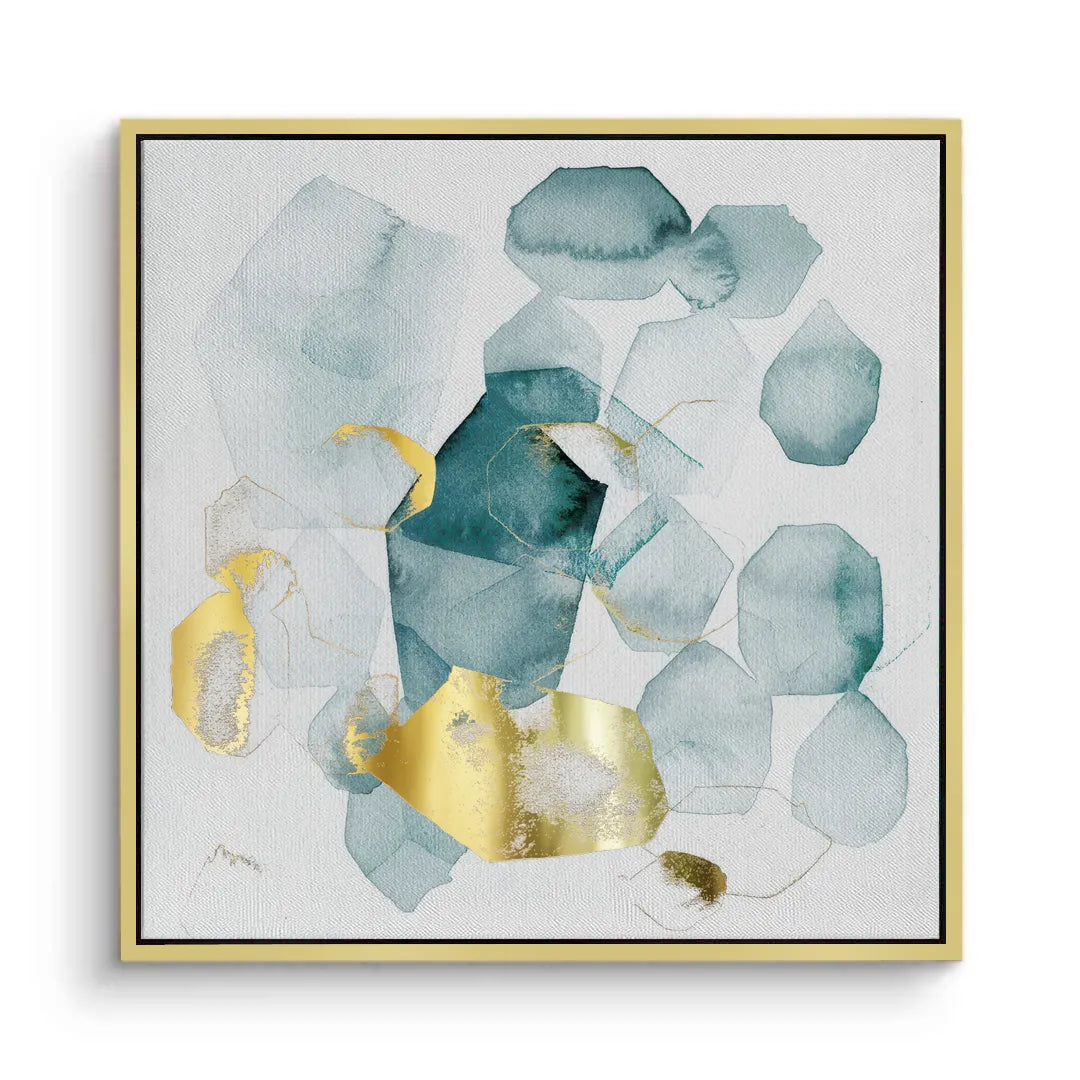 Teal Gold Abstract - Canvas - Jasmineart.ae