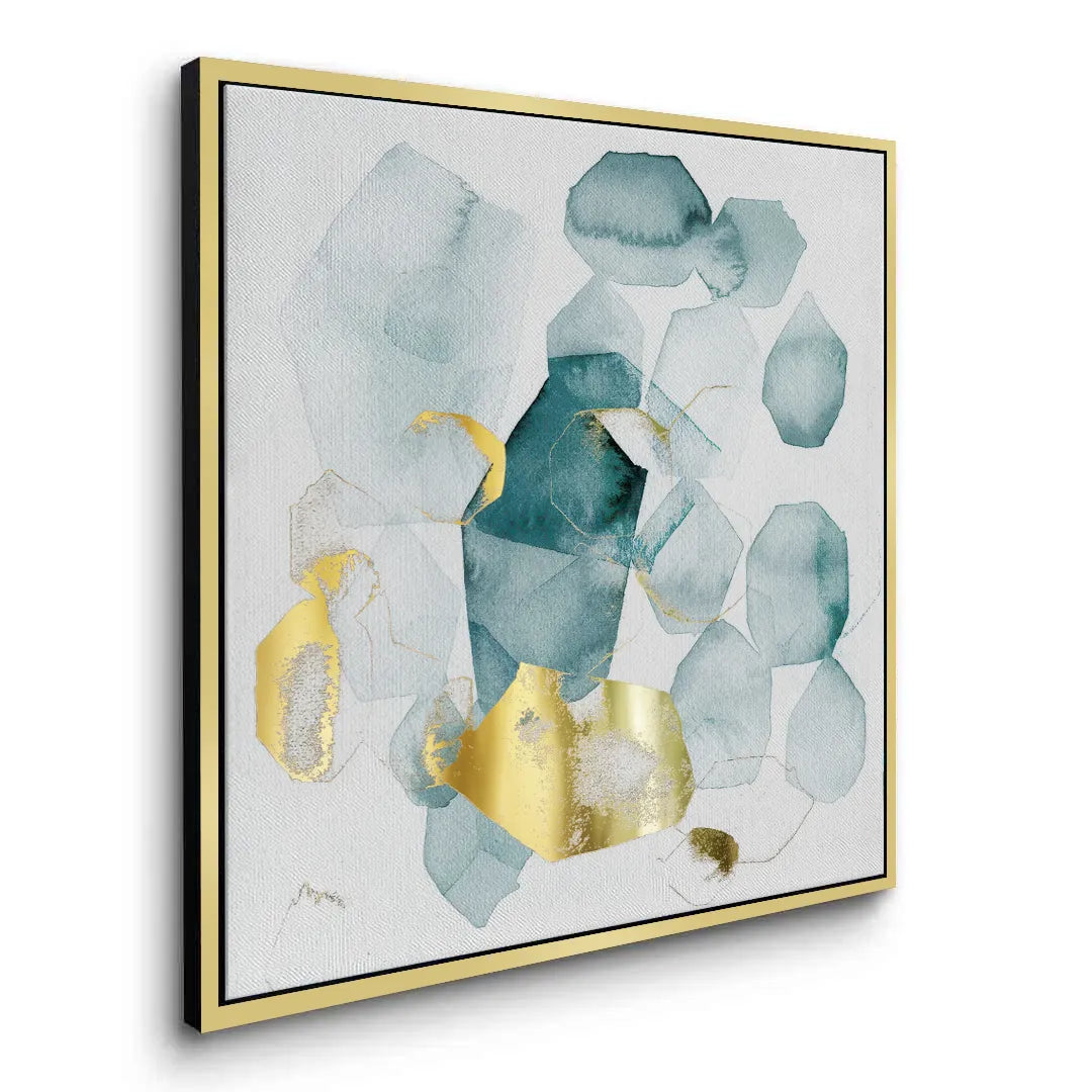 Teal Gold Abstract - Canvas - Jasmineart.ae
