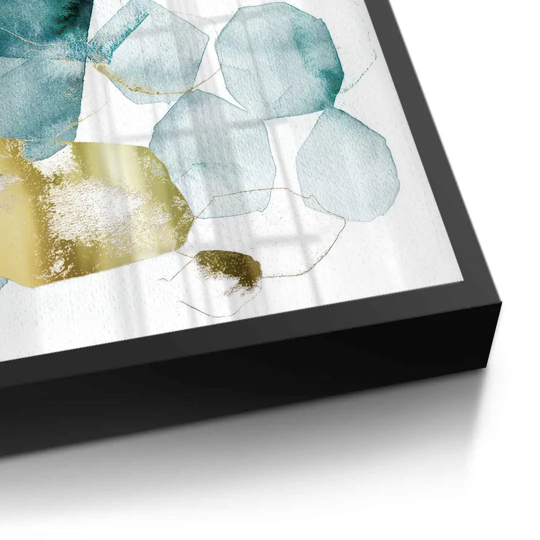 Teal Gold Abstract - Fine Art - Jasmineart.ae