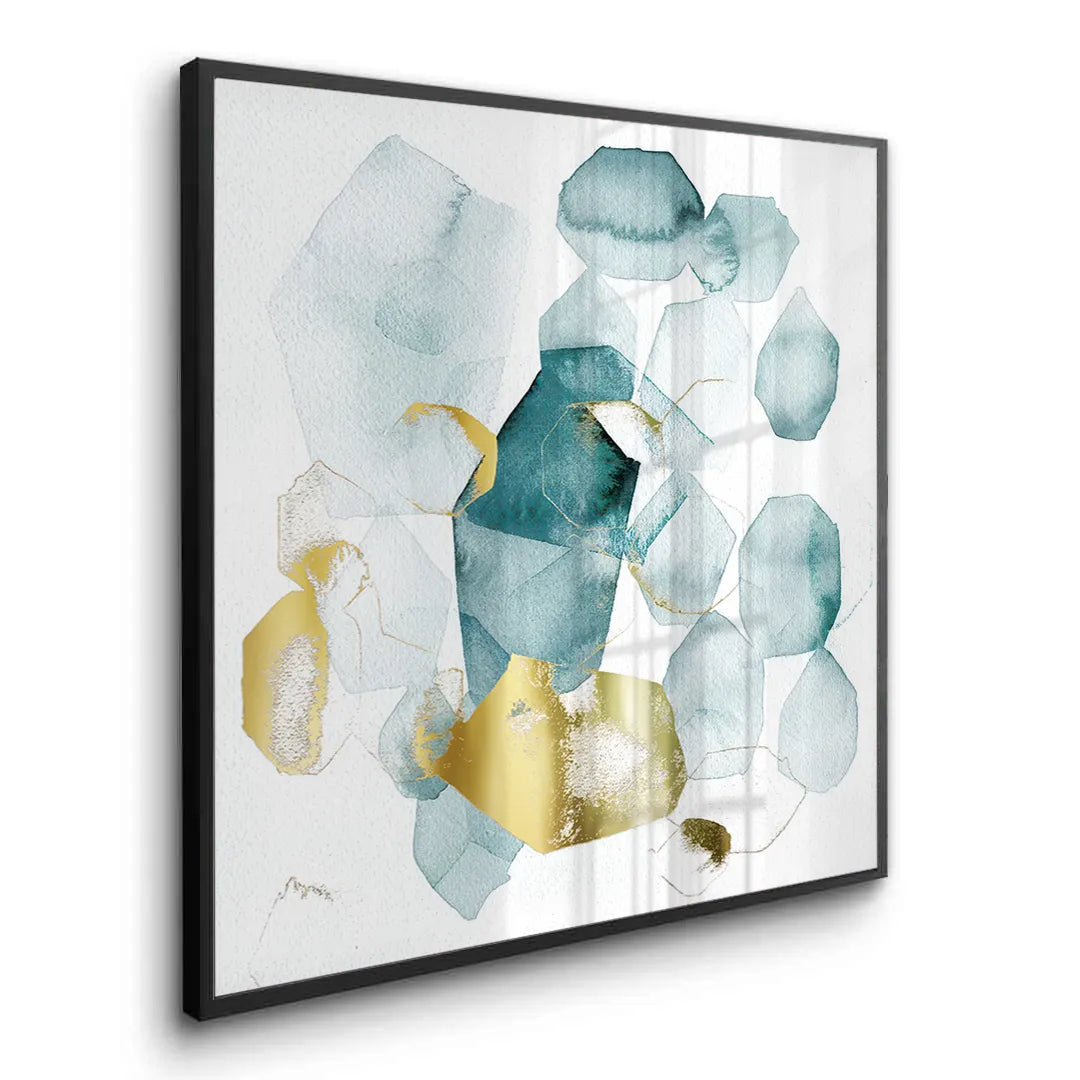 Teal Gold Abstract - Fine Art - Jasmineart.ae