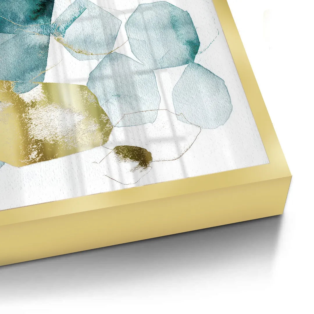 Teal Gold Abstract - Fine Art - Jasmineart.ae