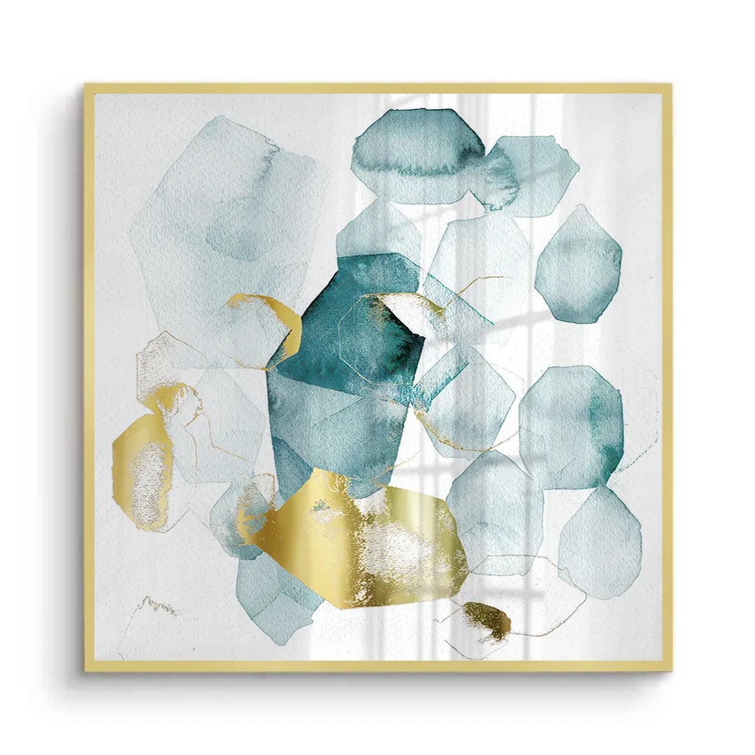 Teal Gold Abstract - Fine Art - Jasmineart.ae