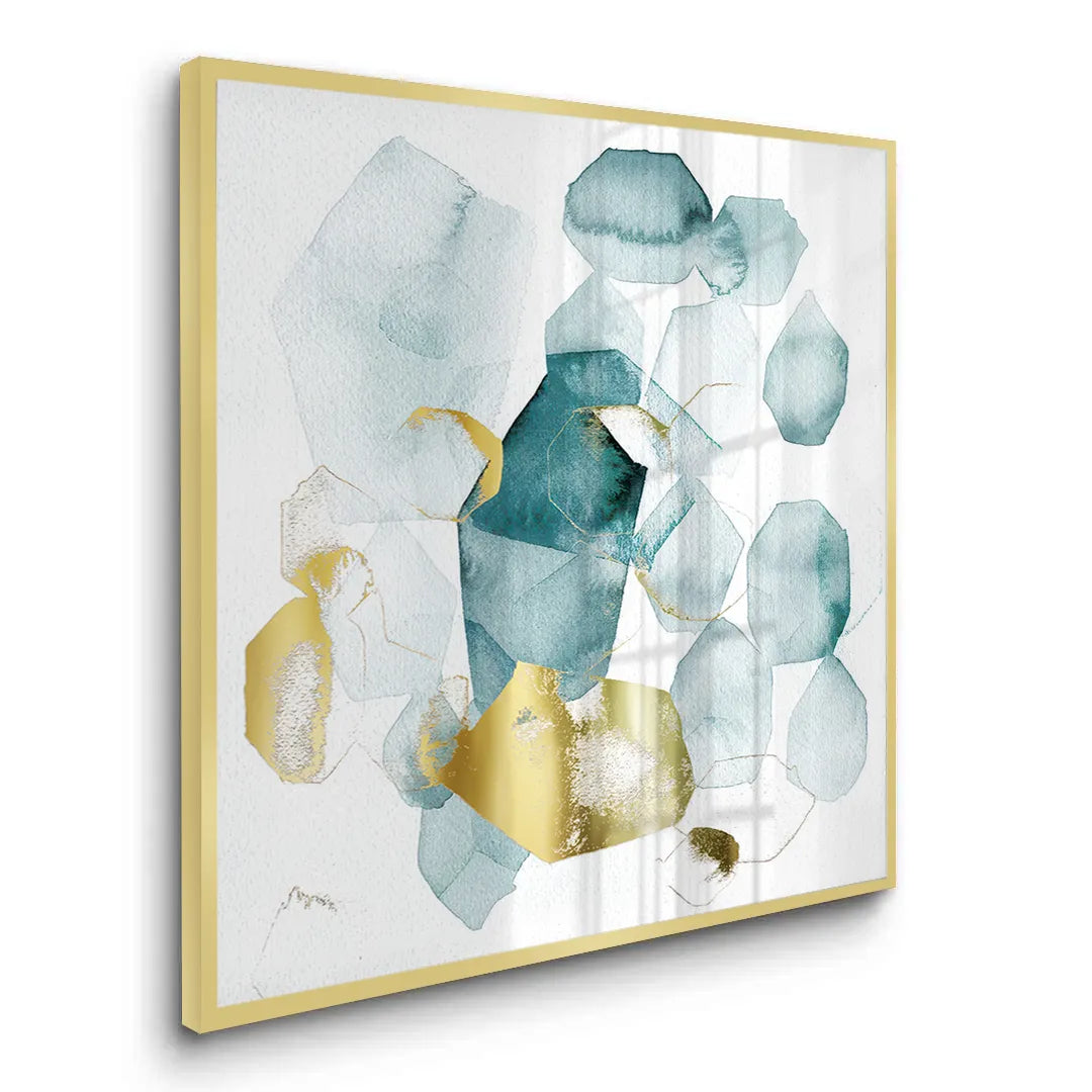 Teal Gold Abstract - Fine Art - Jasmineart.ae
