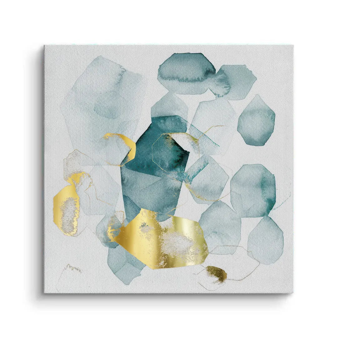 Teal Gold Abstract - Canvas - Jasmineart.ae