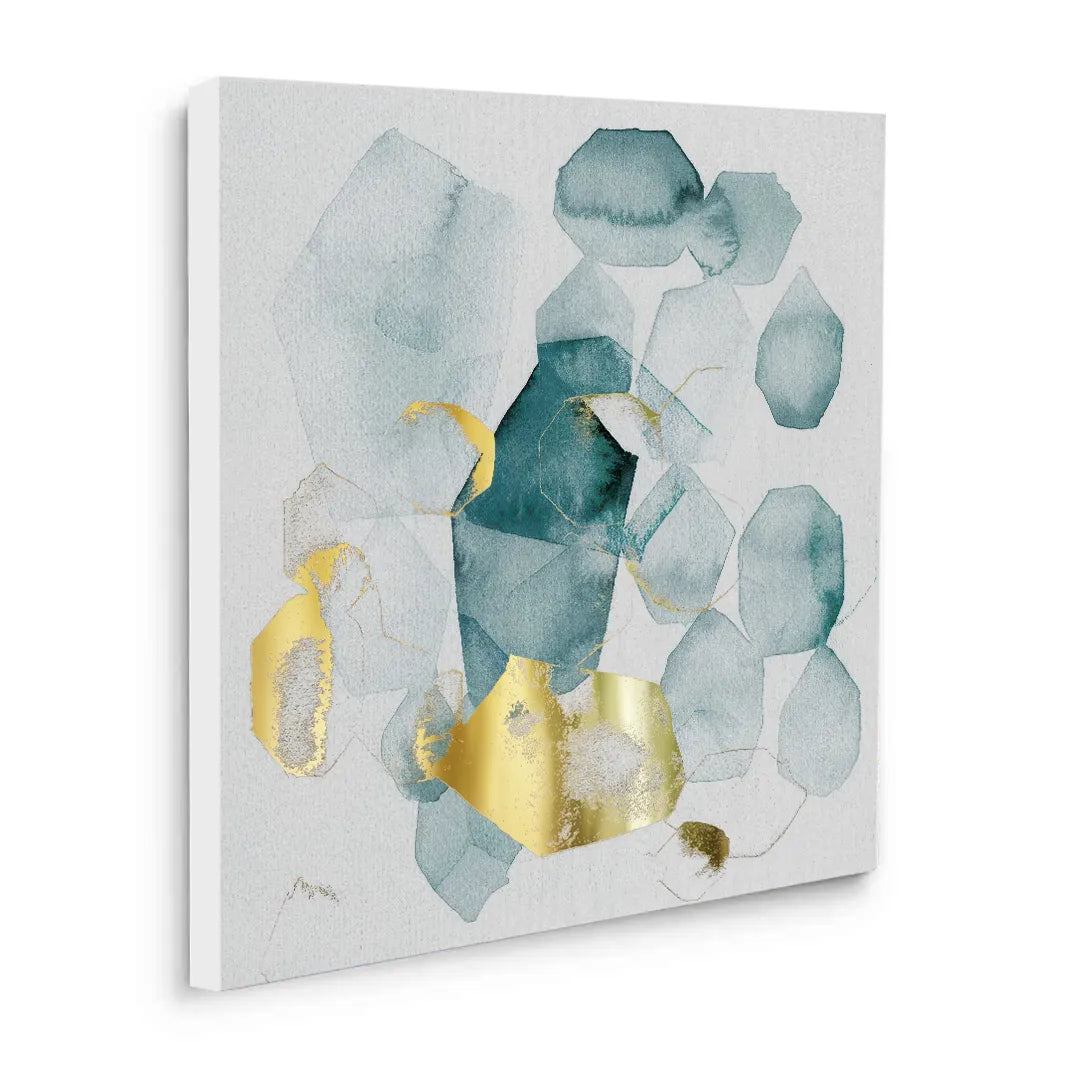 Teal Gold Abstract - Canvas - Jasmineart.ae