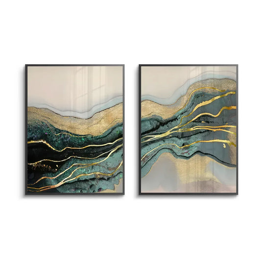 Teal & Gold Set of 2 - Fine Art