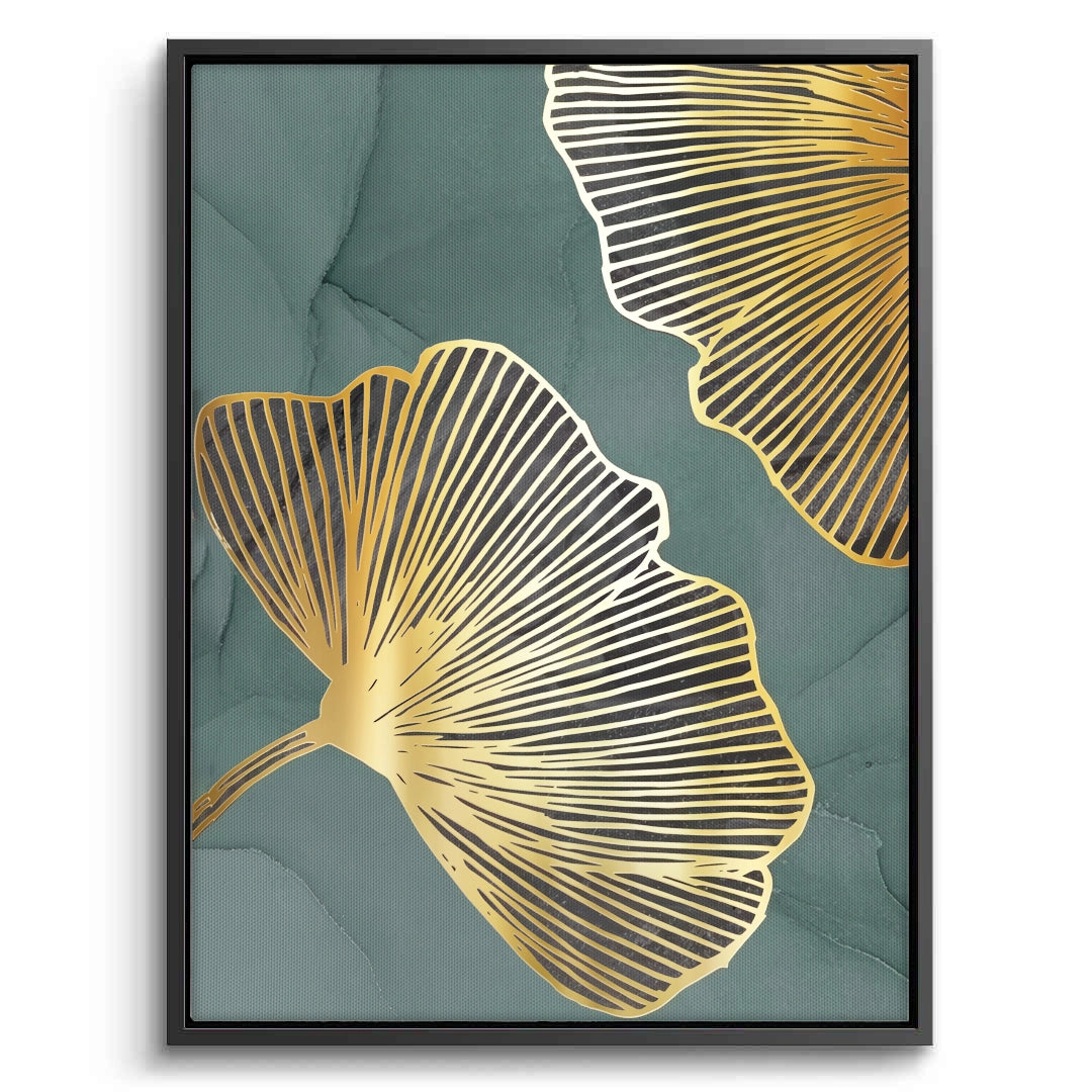 2Teal & Gold Ginkgo Set of 2 - Canvas