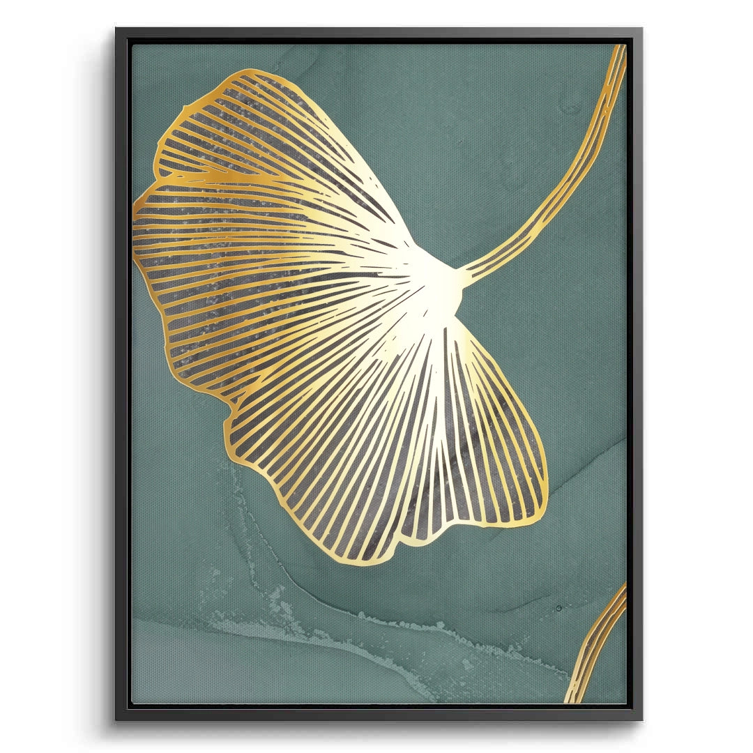 2Teal & Gold Ginkgo Set of 2 - Canvas