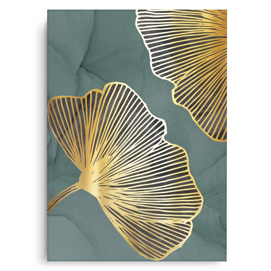 2Teal & Gold Ginkgo Set of 2 - Canvas