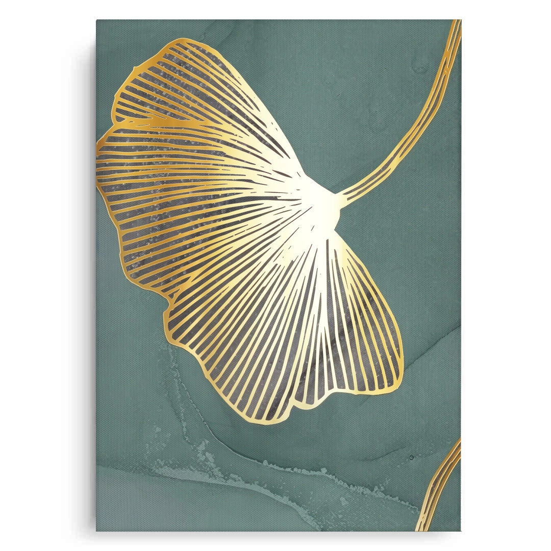 2Teal & Gold Ginkgo Set of 2 - Canvas