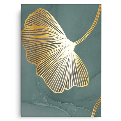 Teal & Gold Ginkgo Set of 2 - Canvas