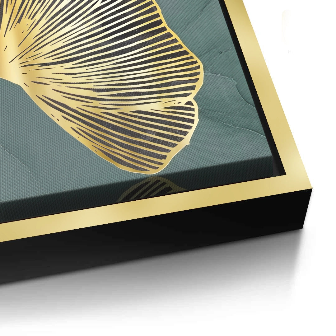 2Teal & Gold Ginkgo Set of 2 - Canvas