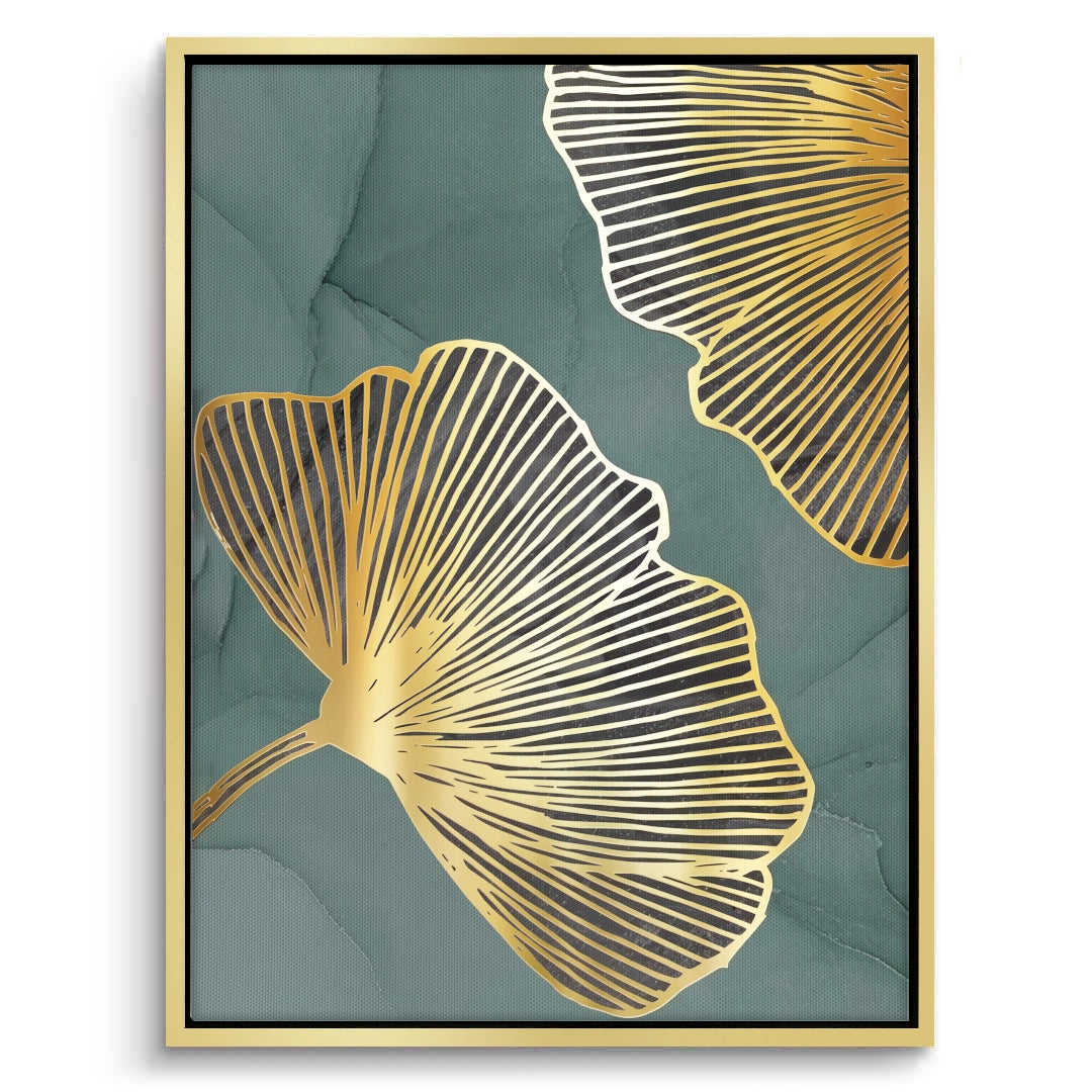 2Teal & Gold Ginkgo Set of 2 - Canvas