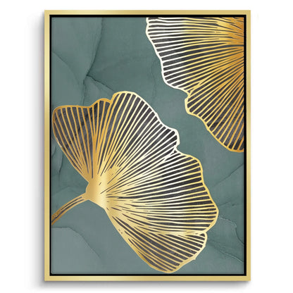 Teal & Gold Ginkgo Set of 2 - Canvas
