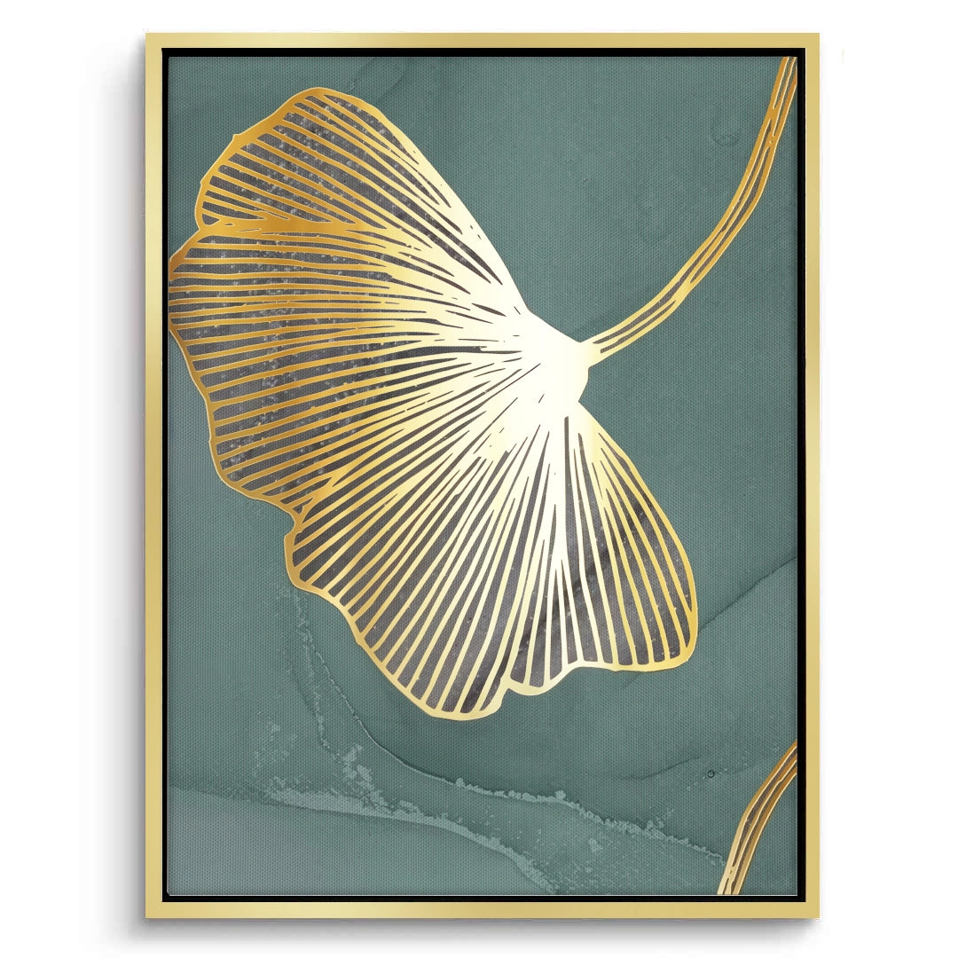 2Teal & Gold Ginkgo Set of 2 - Canvas