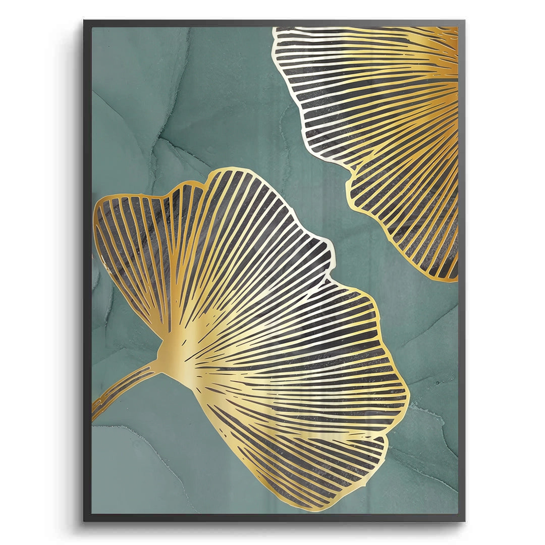 2Teal & Gold Ginkgo Set of 2 - Fine Art