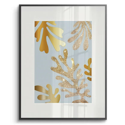 Gold Glitter Abstract Leaves Set of 2 - Fine Art