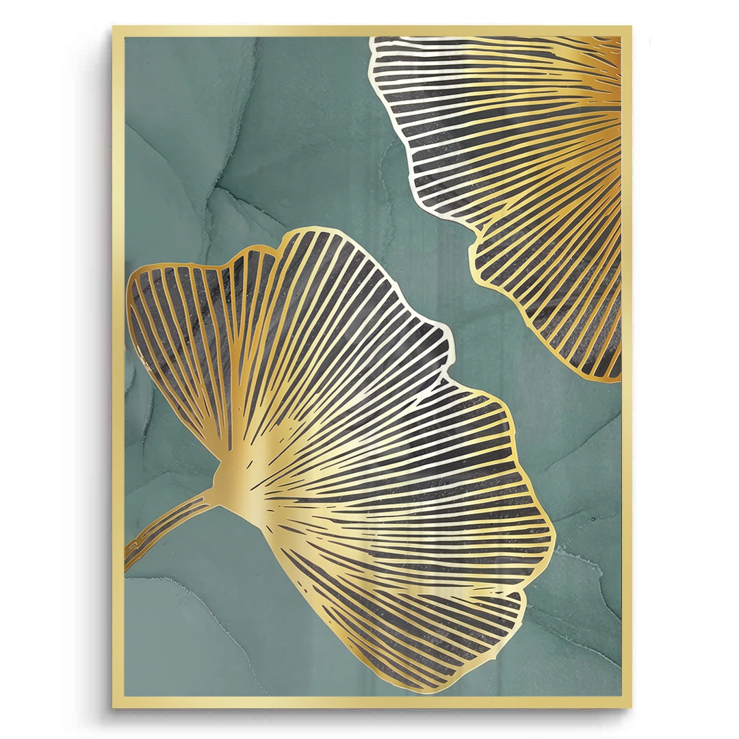 2Teal & Gold Ginkgo Set of 2 - Fine Art