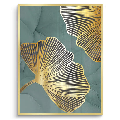 Teal & Gold Ginkgo Set of 2 - Fine Art