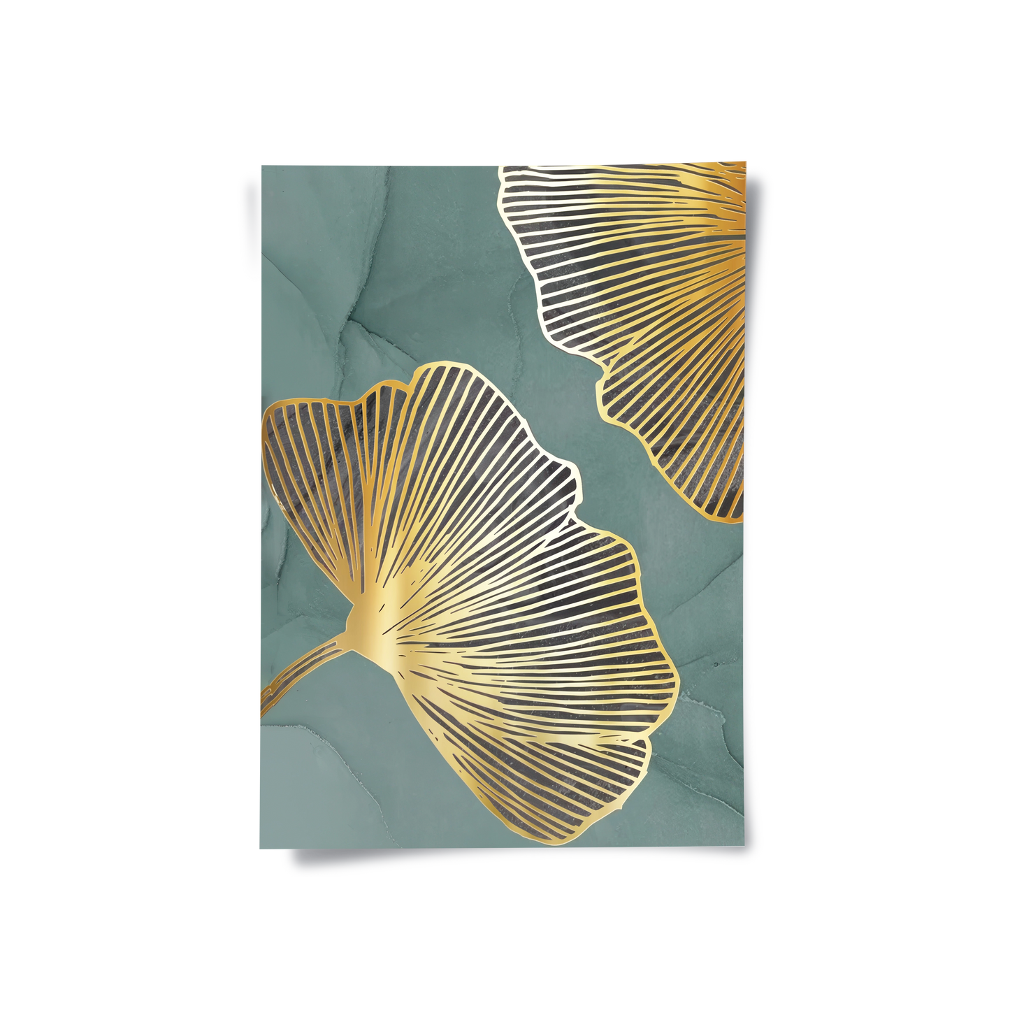 2Teal & Gold Ginkgo Set of 2 - Poster