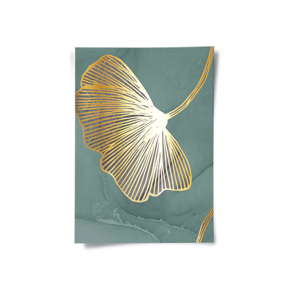 Teal & Gold Ginkgo Set of 2 - Poster