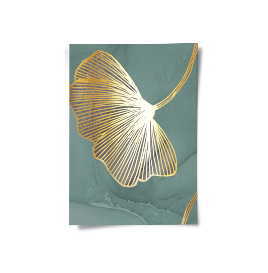 Teal & Gold Ginkgo Set of 2 - Poster