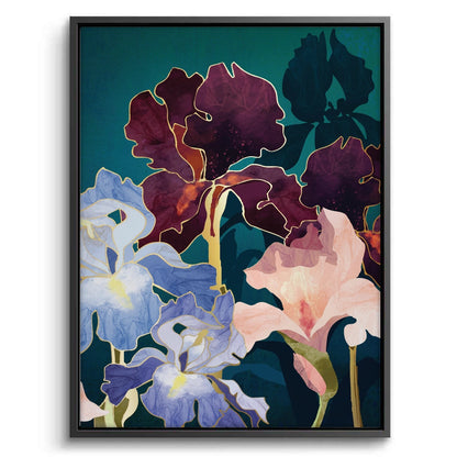 Teal and Burgundy Floral - Canvas
