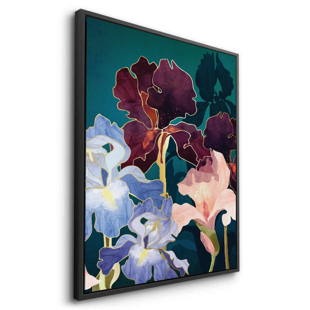 2Teal and Burgundy Floral - Canvas