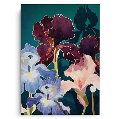 Teal and Burgundy Floral - Canvas