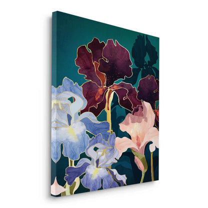 Teal and Burgundy Floral - Canvas