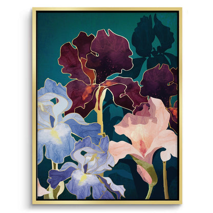 Teal and Burgundy Floral - Canvas