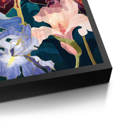 Teal and Burgundy Floral - Fine Art