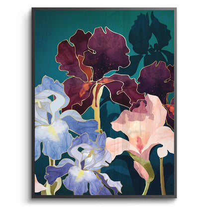Teal and Burgundy Floral - Fine Art